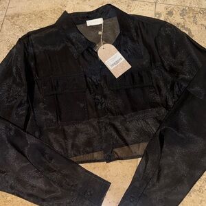 Meshki Black Sheer Cropped Top